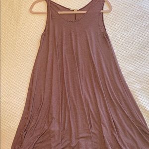 Maroon and White Striped Tshirt Dress - Medium